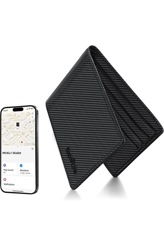Wallet for Men, Built-in with Find My (iOS Only), Blocking Bifold Mens Air Tag Wallet with GPS , Wallets Finder, for Him, Black