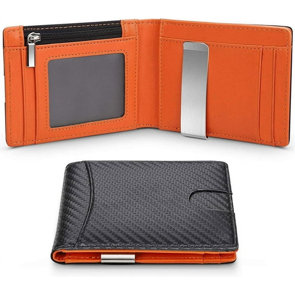 Kabuer Wallet for Men, Credit Card Holder RFID Blocking Front Pocket, Leather Money Clip Slim