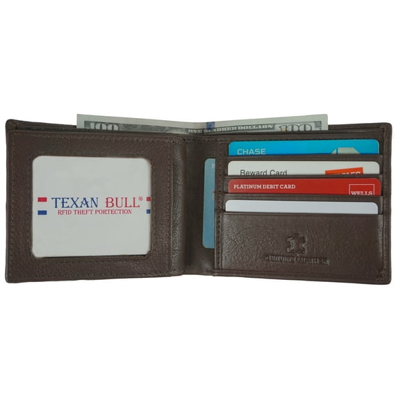 Wallet for Men-Genuine Leather RFID Blocking Bifold Wallet With ID Window