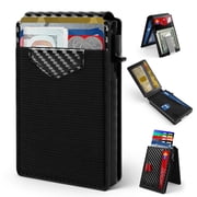 Wallet for Men, Mens Minimalist Wallet, RFID Blocking Smart Pop Up Card Wallet, Metal Aluminum Credit Card Holder Bifold Wallet