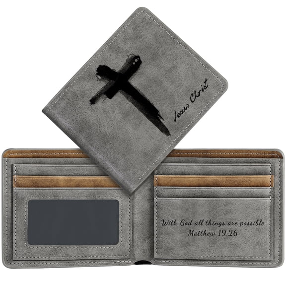 Wallet for Men, RFID Blocking Cross Men's PU Leather Wallets with ID Window