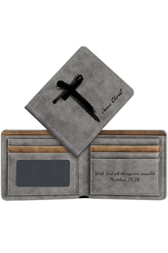 Wallet for Men, RFID Blocking Cross Men's PU Leather Wallets with ID Window