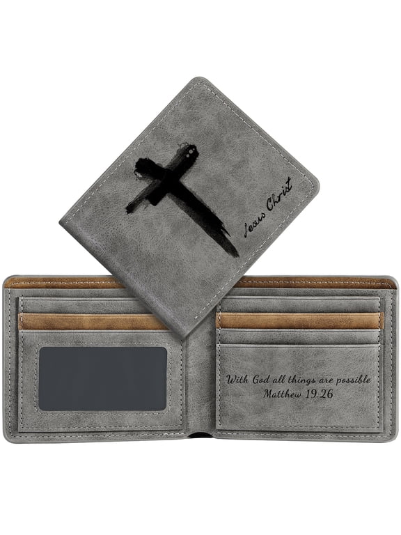 Wallet for Men, RFID Blocking Cross Men's PU Leather Wallets with ID Window