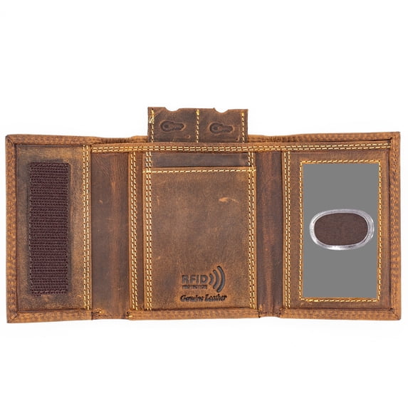 Men's Trifold Genuine Leather Wallet with RFID Blocking