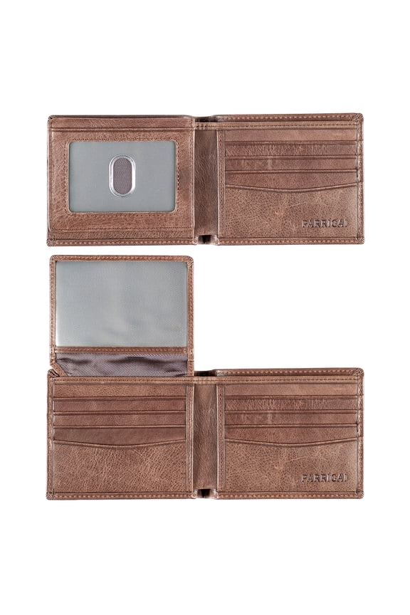 Wallet for Men RFID-Blocking Slim Front Pocket Bifold Mens Wallet Genuine Calfskin Leather with Flip Up 2 ID Window, Gifts for Men