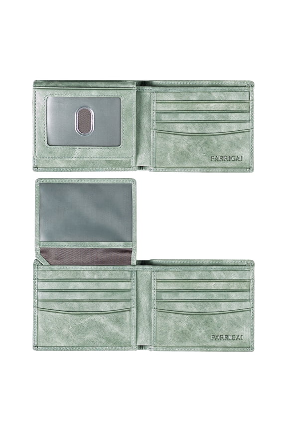 Wallet for Men RFID-Blocking Slim Front Pocket Bifold Mens Wallet Genuine Calfskin Leather with Flip Up 2 ID Window, Gifts for Men