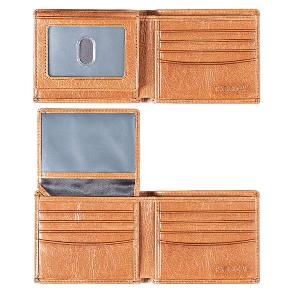 Wallet for Men RFID-Blocking Slim Front Pocket Bifold Mens Wallet Genuine Calfskin Leather with Flip Up 2 ID Window, Gifts for Men