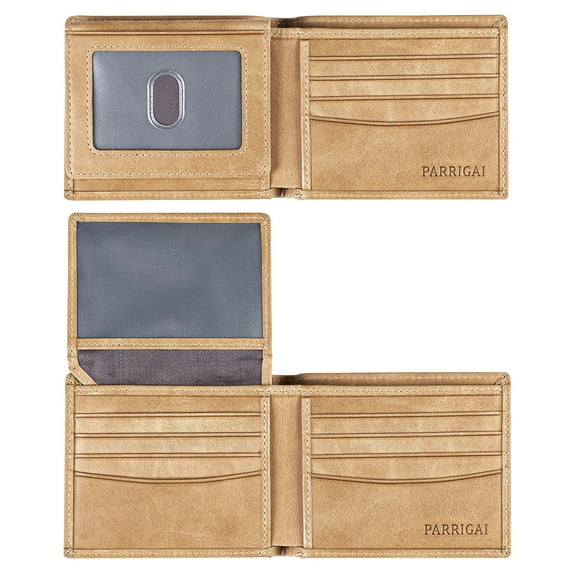 Wallet for Men RFID-Blocking Slim Front Pocket Bifold Mens Wallet Genuine Calfskin Leather with Flip Up 2 ID Window, Gifts for Men