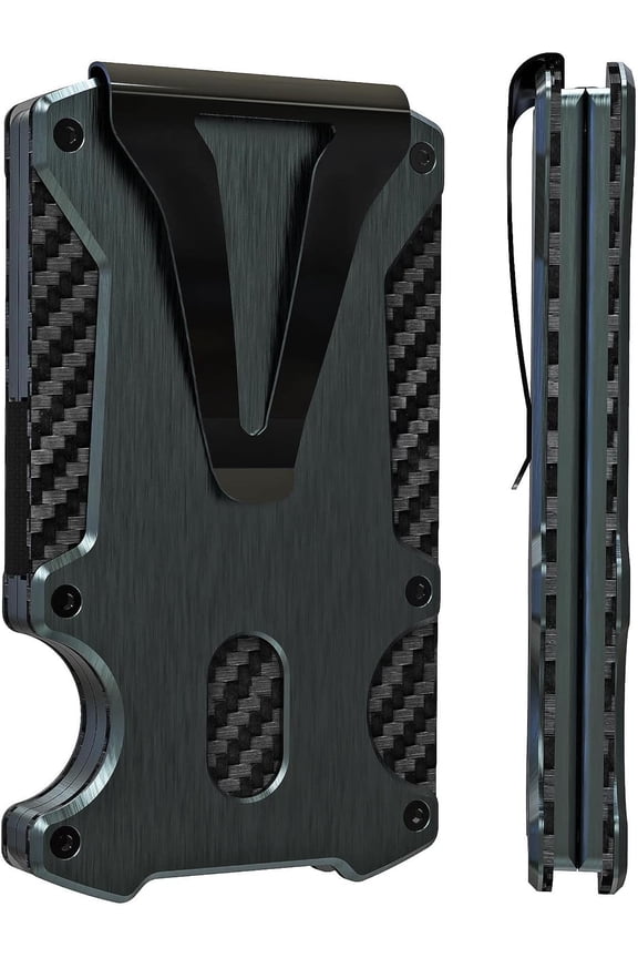 Wallet for Men RFID Blocking Slim Front Pocket Real Carbon Fiber Credit Wallet Minimalist Mens (GunMetal Grey)