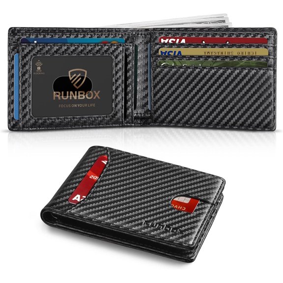 Wallet for Men Slim 11 Credit Card Holder Slots Leather RFID Blocking Small Thin Men's Wallet Bifold Minimalist Front Pocket Large Capacity Gift Box