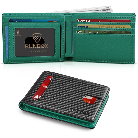 Wallet for Men Slim 11 Credit Card Holder Slots Leather RFID Blocking Small Thin Men's Wallet Bifold Minimalist Front Pocket Large Capacity Gift Box