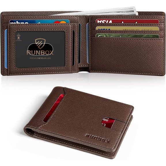 Wallet for Men Slim 11 Credit Card Holder Slots Leather RFID Blocking Small Thin Men's Wallet Bifold Minimalist Front Pocket Large Capacity Gift Box