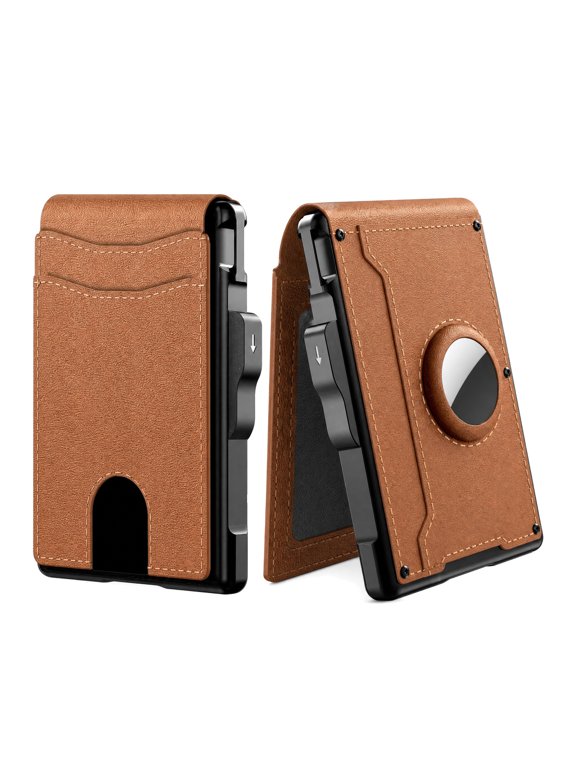 Wallet for Men, Slim Blocking Card Holder with Large Capacity, Push-Trigger Access, ID Window, Money Clip and Compact Metal Card Case