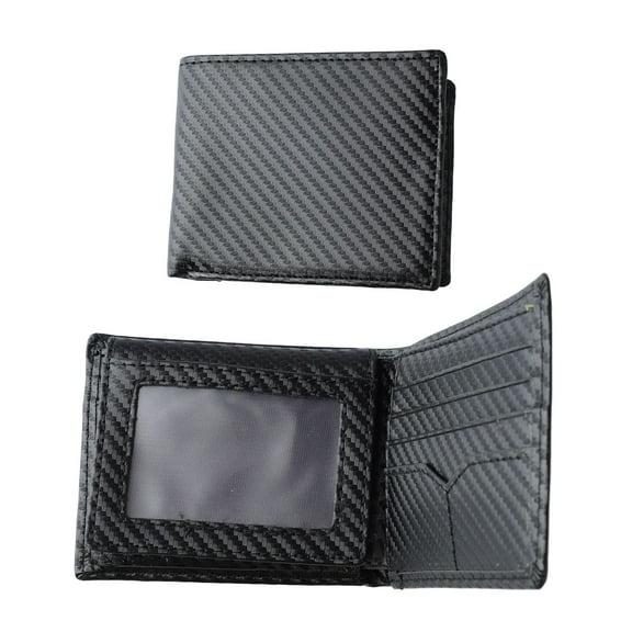 Wallet for Men, Slim Credit Card Holder Purse, Short PU Leather ID Window Slot Front Pocket Credit Card Holder, Soft Portable for Office Work, Black