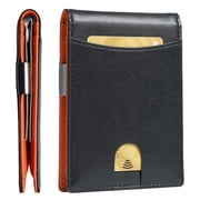 Wallet for Men Slim, Genuine Leather Mens Wallet RFID Blocking Credit Card Holder with Money Clip
