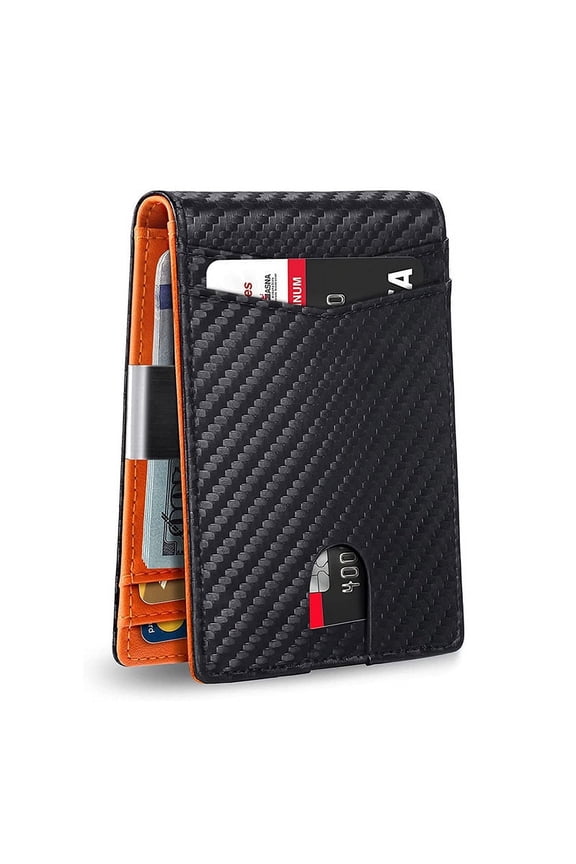 Wallet for Men Slim, Genuine Leather Mens Wallet RFID Blocking Credit Card Holder with Money Clip