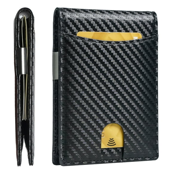 Wallet for Men Slim, Genuine Leather Mens Wallet RFID Blocking Credit Card Holder with Money Clip