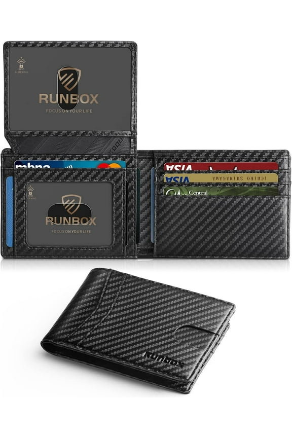 Wallet for Men Slim Rfid Leather 2 ID Wdow With Gift Box