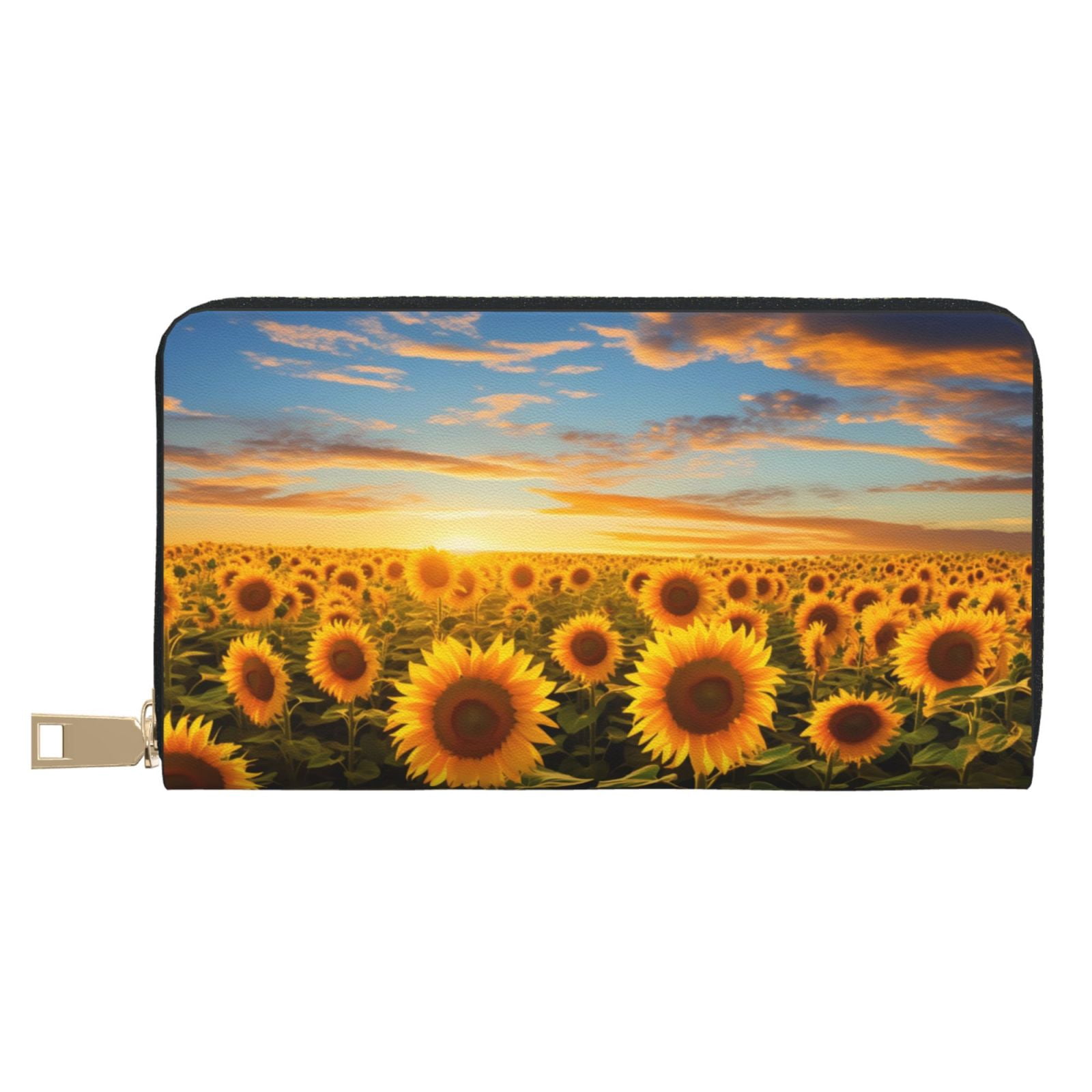 Wallet for Men Women - Beautiful Golden Sunflower Field Long Slim Card ...