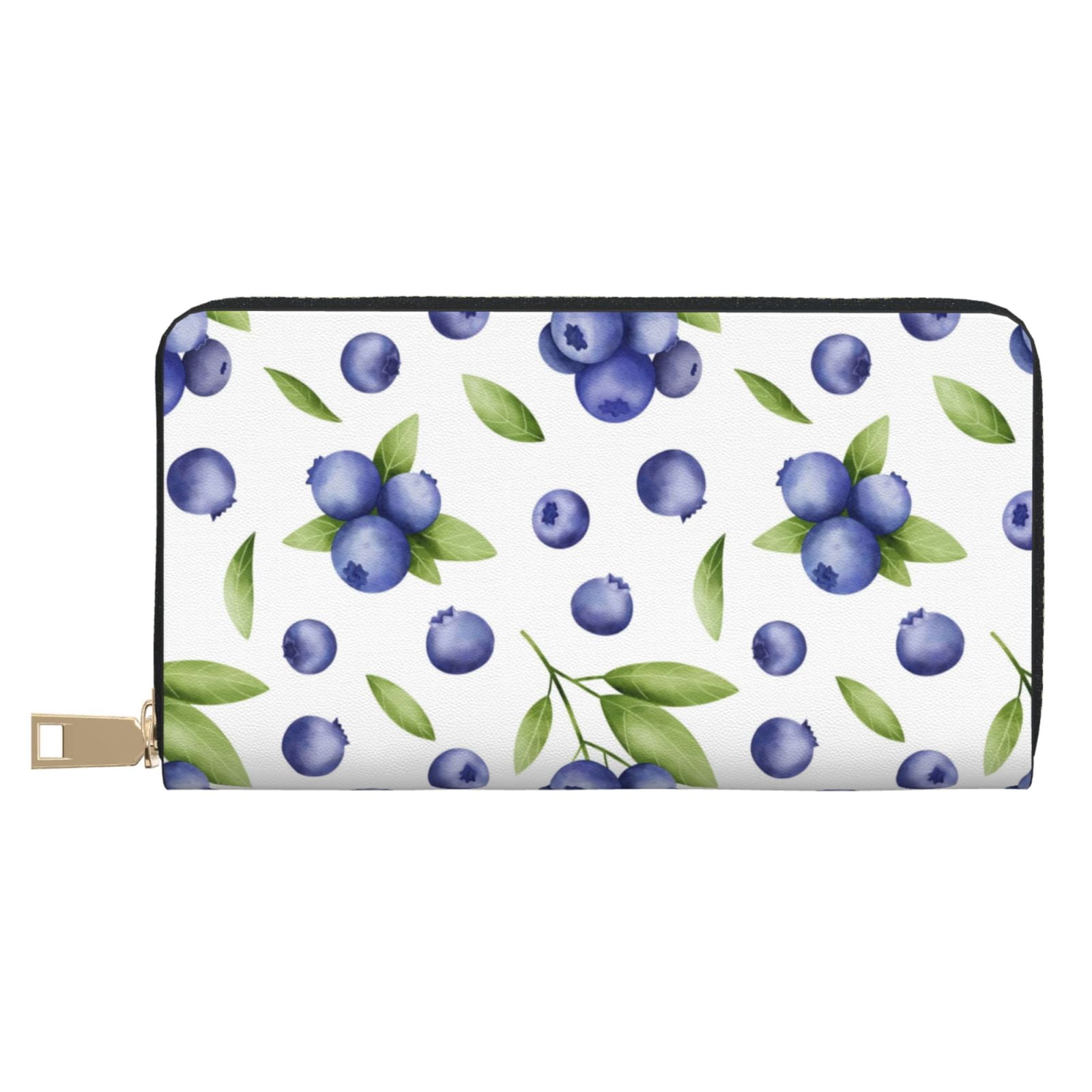 Comedically Large Wallet Wallet for Men Women - funny Blueberries Long Slim Card Holder Large ...