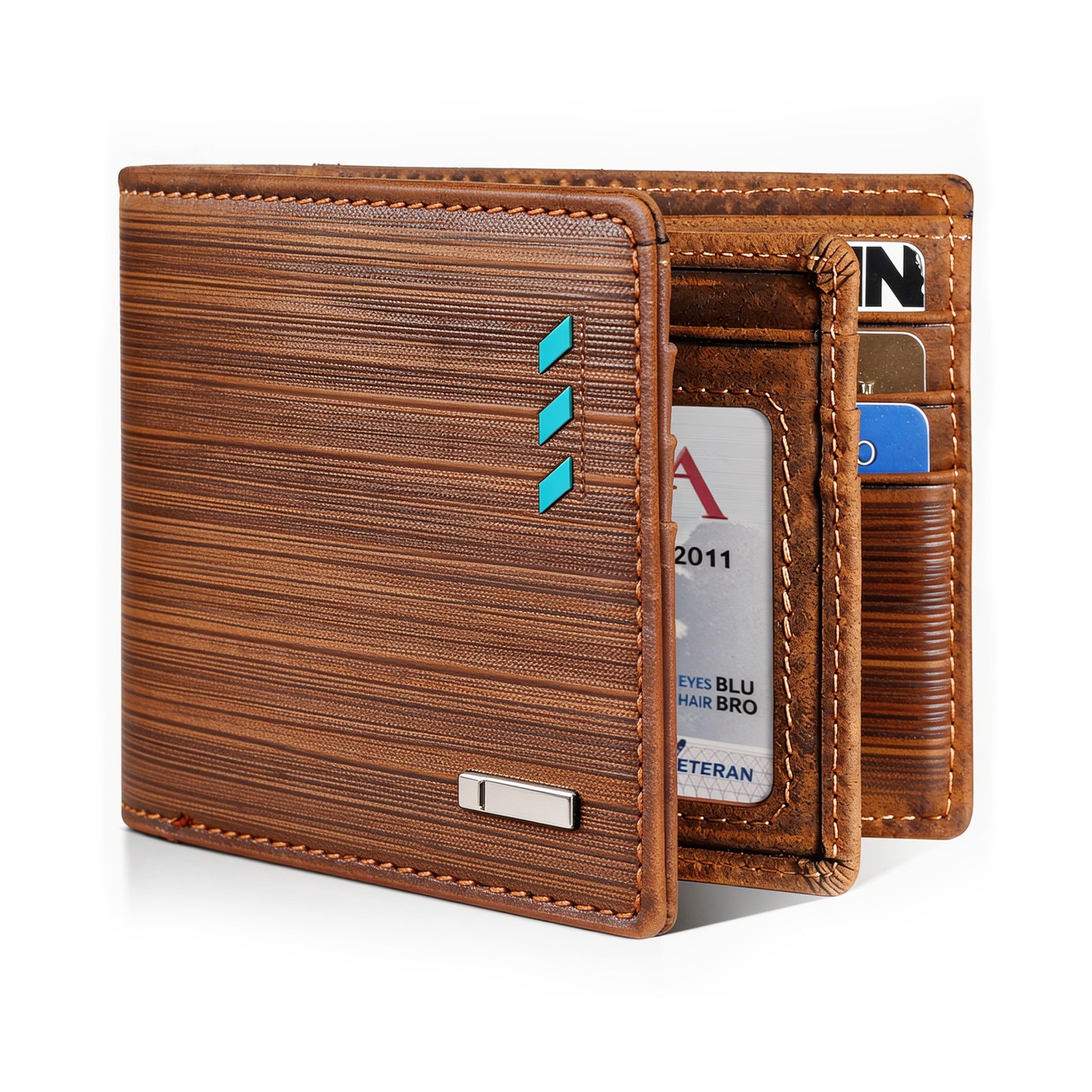 cisilov Wallets for Men, Slim PU Leather Bifold Wallet with ID Window & Zipper Coin Pocket