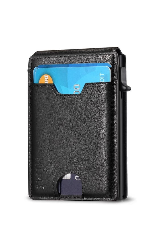 Wallet for Men with Money Clip RFID Blocking Minimalist Wallet Pop Up Aluminum Case Slim Credit Card Holder with Gift Box