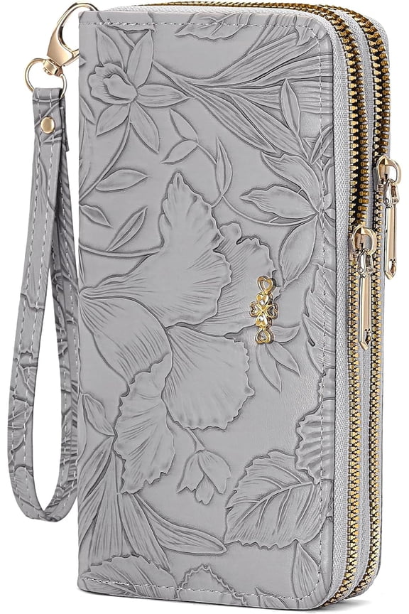 Wallet for Women Clutch Double Zip Around Credit Card Holder Leather Women's Wallet Large Capacity