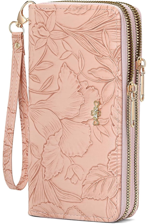 Wallet for Women Clutch Double Zip Around Credit Card Holder Leather Women's Wallet Large Capacity