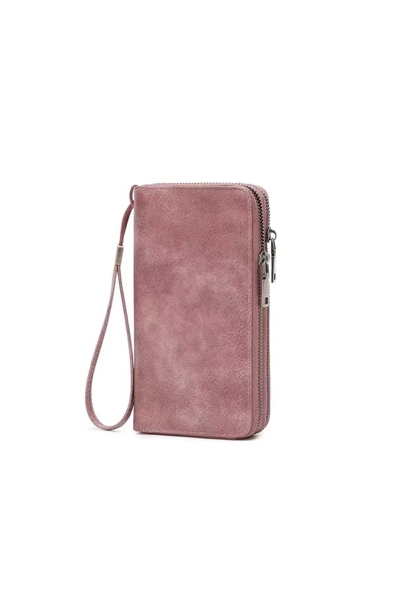 Wallet for Women Clutch RFID Blocking Wristlet Leather Purse Large Capacity Credit Card Holder with Grip Hand Strap