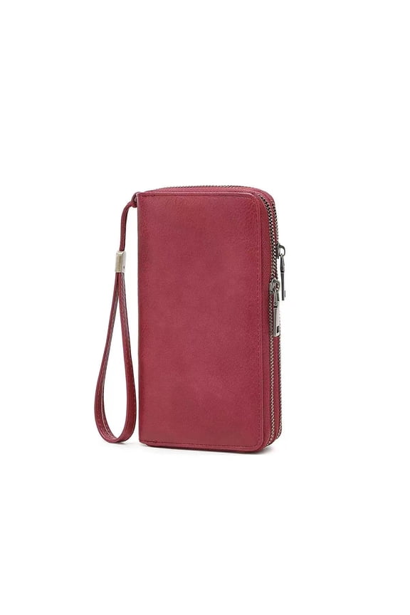 Wallet for Women Clutch RFID Blocking Wristlet Leather Purse Large Capacity Credit Card Holder with Grip Hand Strap