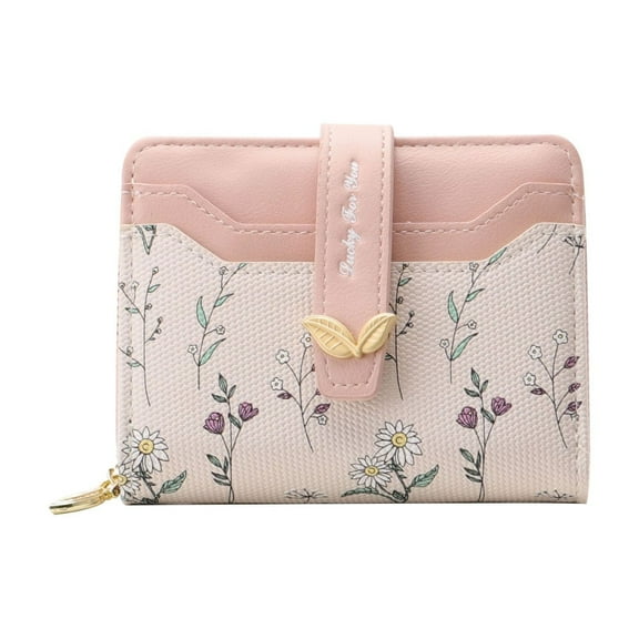 Wallet for Women Cute Floral Flower Wallet RFID Credit Card Holder Purse Small Bifold Zipper Coin Pocket Purse with ID Windows (Lavender)