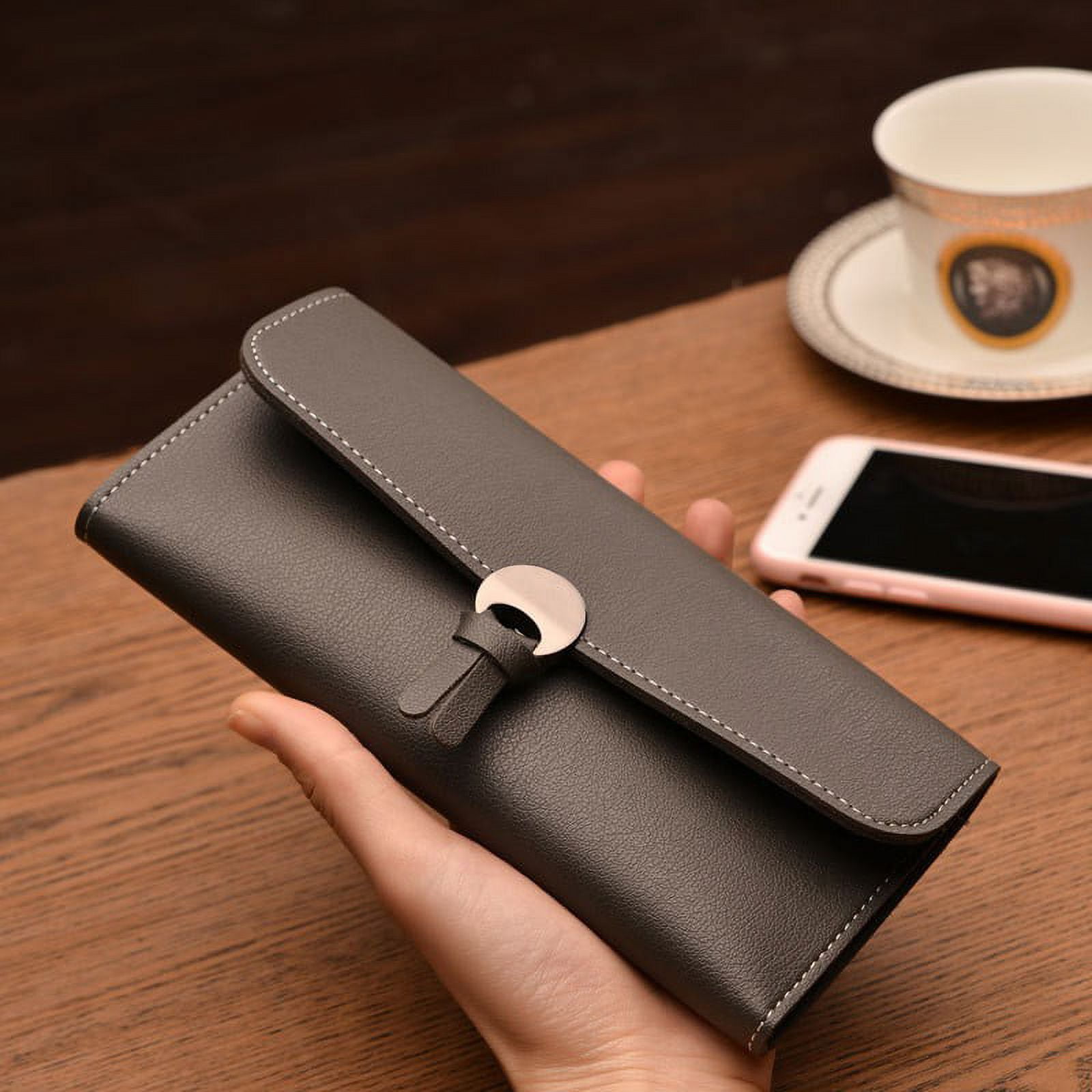 Wallet for Women Leather Slim Clutch Long Designer foldable Ladies Credit  Card Holder Organizer 
