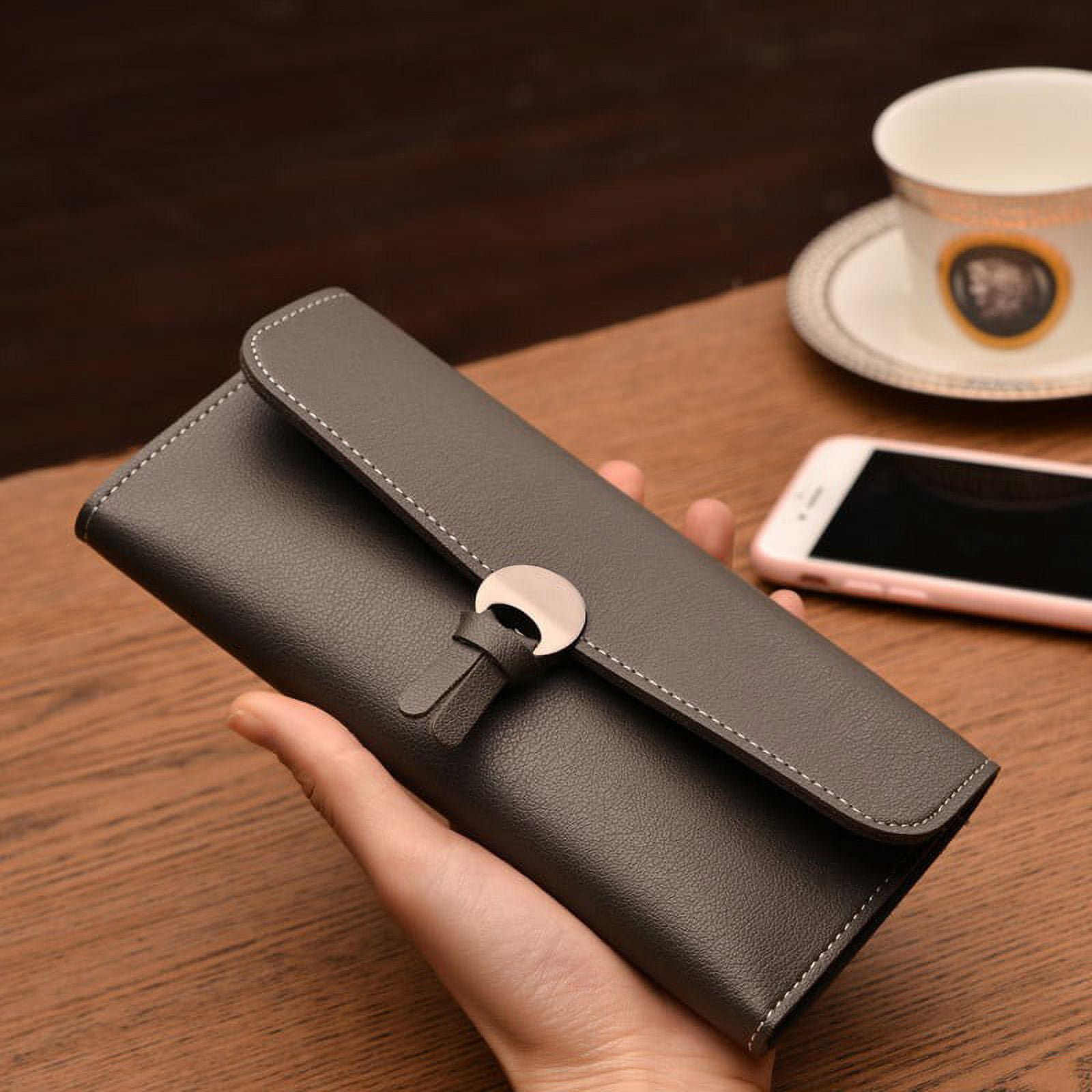 Wallet for Women Leather Slim Clutch Long Designer foldable Ladies Credit  Card Holder Organizer