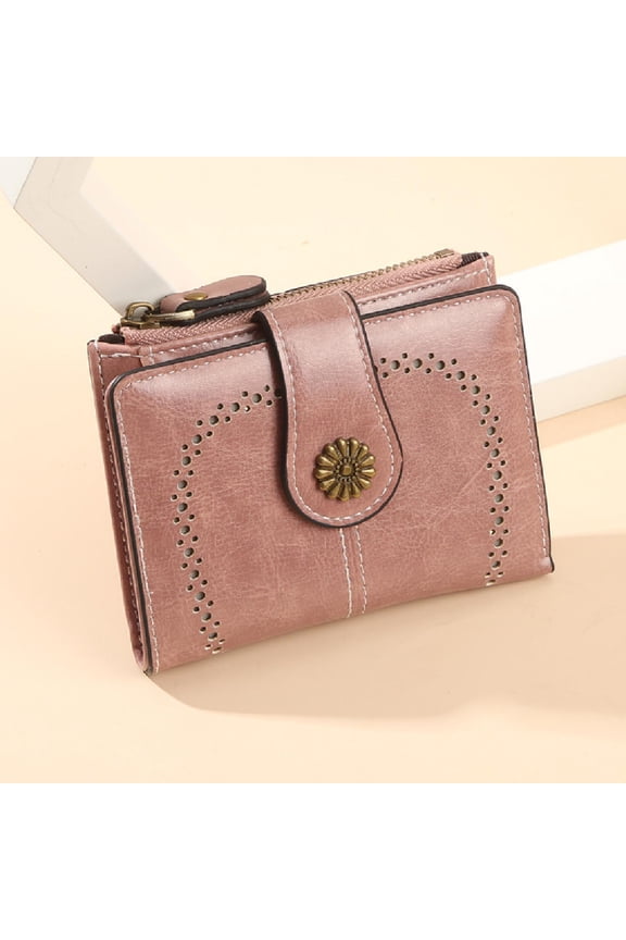 Wallet for Women Leather Small RFID Blocking Bifold Zipper Pocket Card Holder,Pink