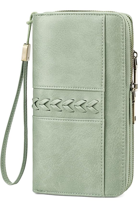 Wallet for Women RFID Blocking Leather Large Capacity Zip Around Ladies Card Holdr Phone Purse Wristlet