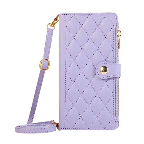 Wallet phone case suitable for VIVO Y35 4G, leather flip cover with wristband, shoulder strap and card slot for all-round protection of the phone case