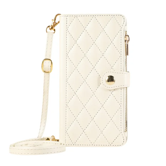 Wallet phone case suitable for iphone 6 PLUS, leather flip cover with wristband, shoulder strap and card slot for all-round protection of the phone case