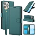 thumbnail image 1 of Wallet phone protective case with card slot, suitable for OPPO A16 PU leather flip cover bracket protective case with hanging rope, 1 of 5