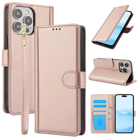 Wallet phone protective case with card slot, suitable for Redmi Note 12 4G PU leather flip cover bracket protective case with hanging rope