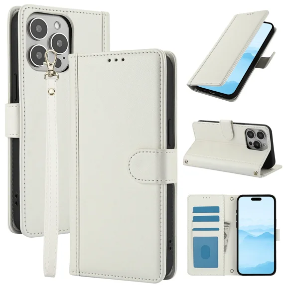 Wallet phone protective case with card slot, suitable for Redmi Note 12 5G PU leather flip cover bracket protective case with hanging rope