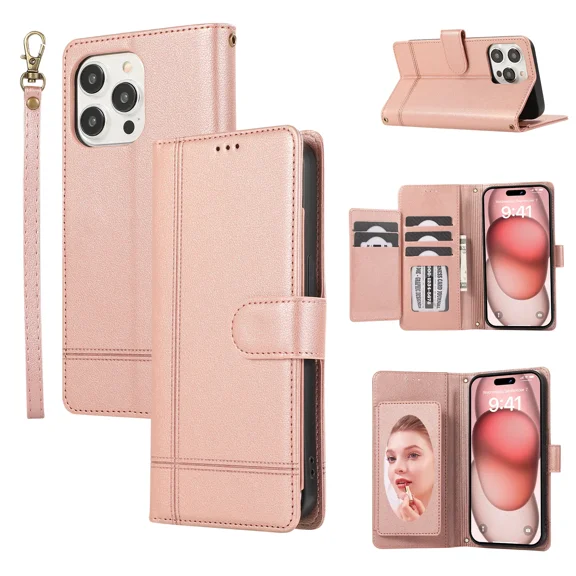 Wallet style phone case, cross shaped surface, mirror flip card holder holder phone case, suitable for Google pixel 8 phone case