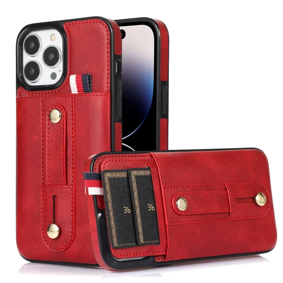 Wallet style phone case suitable for Samsung A50 phone case with card clip, adjustable anti slip finger clip ring, scratch resistant leather protective cover