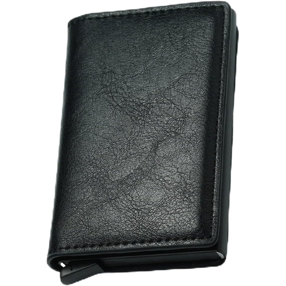 Wallets for Men, Pop up Men's Simple Genuine Leather Wallet Rfid Blocking, Credit Card Holder Anti-Theft, Slim, Minimalist, Front Pocket, Id Window (Black#1)
