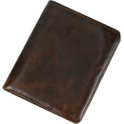 Wallets Men small Genuine Leather Bifold Slim RFID Blocking Wallet Credit Card Holder for MenBrown