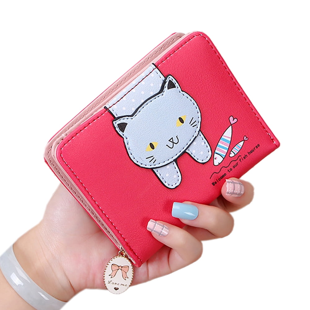 Cute Cat Girls Wallet for Teens Kids Women Slim Tri-Fold Wallet Purse Card  Holder Organizer With Paw Pendant : Amazon.in: Bags, Wallets and Luggage