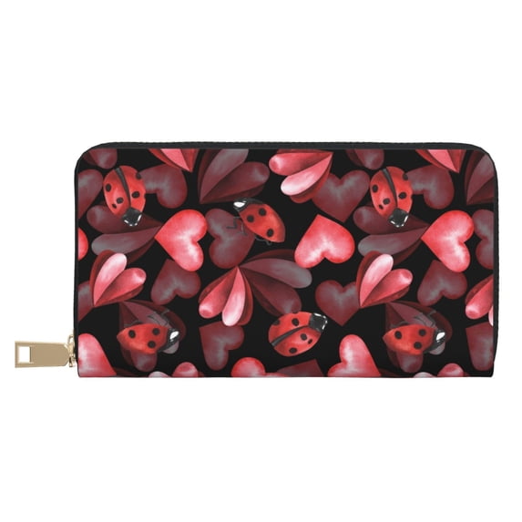 Wallets for Men With Money Clip, Ladybugs and Red Hearts Mens Wallet With Credit Card Holder Gifts for Men