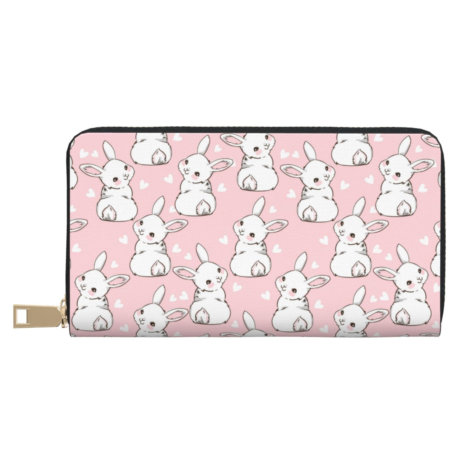 Wallets for Men With Money Clip, Pink Cartoon Cute Rabbit Mens Wallet ...