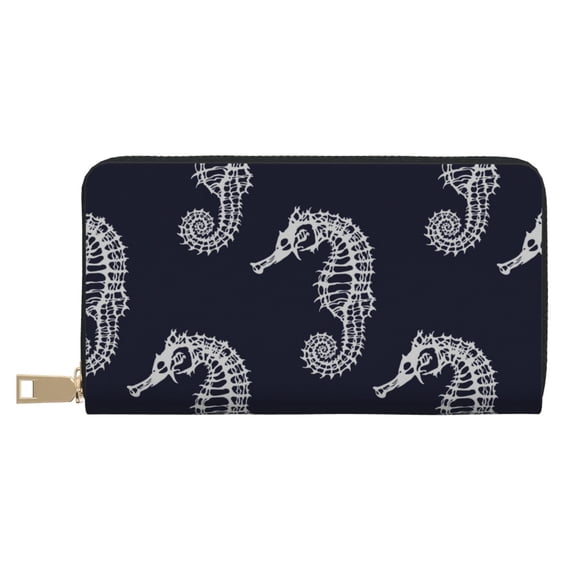 Wallets for Men With Money Clip, cool Seahorses skeletons print Mens Wallet With Credit Card Holder Gifts for Men