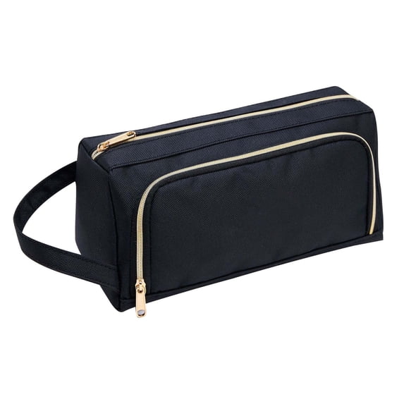 Large-capacity Trapezoidal Pencil Bag Portable Multi-function Stationery Box Canvas Double Zipper Student Pencil