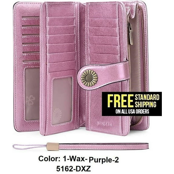 Wallets for Women Genuine Leather Credit Card Holder with RFID Blocking Large Capacity Wristlet